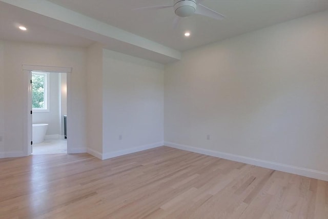 12 Willow St, Pepperell, MA 01463 - empty room featuring ceiling fan, light wood-style flooring, baseboards, and recessed lighting