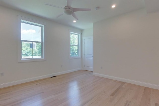 12 Willow St, Pepperell, MA 01463 - empty room featuring light wood-type flooring, recessed lighting, baseboards, and a ceiling fan