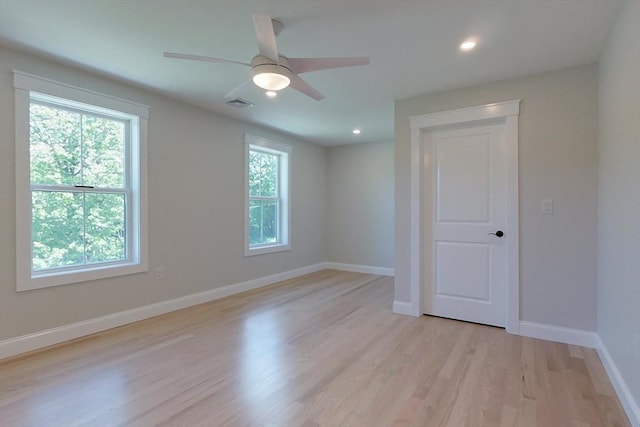 12 Willow St, Pepperell, MA 01463 - spare room featuring light wood-style flooring, baseboards, ceiling fan, and recessed lighting