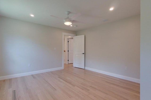 12 Willow St, Pepperell, MA 01463 - empty room featuring a ceiling fan, light wood-style floors, baseboards, and recessed lighting