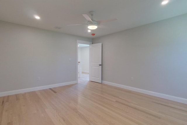 12 Willow St, Pepperell, MA 01463 - unfurnished room with light wood-style flooring, a ceiling fan, baseboards, and recessed lighting