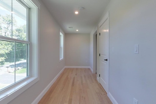 12 Willow St, Pepperell, MA 01463 - hall with light wood-style floors, baseboards, and recessed lighting