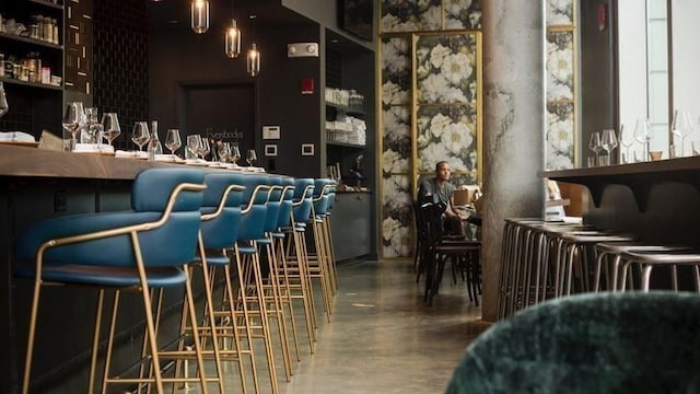 community bar area with concrete flooring