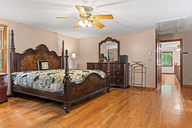525 Thurston St, Wrentham, MA 02093 - bedroom with attic access, wood finished floors, a ceiling fan, and baseboards