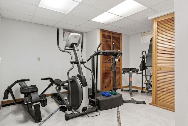 525 Thurston St, Wrentham, MA 02093 - exercise room featuring baseboards and a drop ceiling