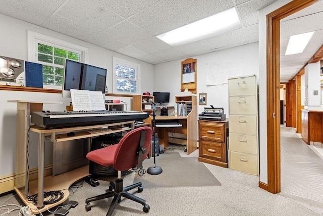 525 Thurston St, Wrentham, MA 02093 - home office with a paneled ceiling and light colored carpet