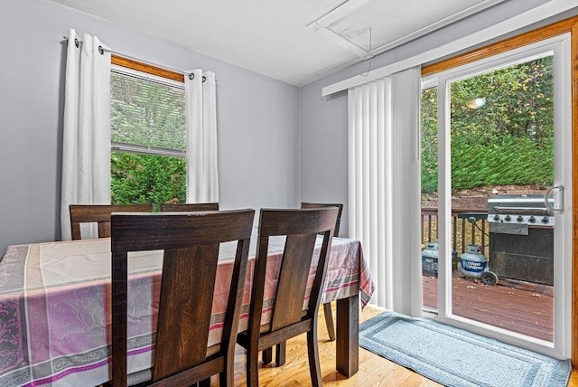 525 Thurston St, Wrentham, MA 02093 - dining area with attic access and wood finished floors