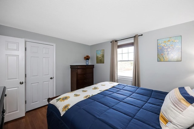 bedroom featuring dark wood-type flooring