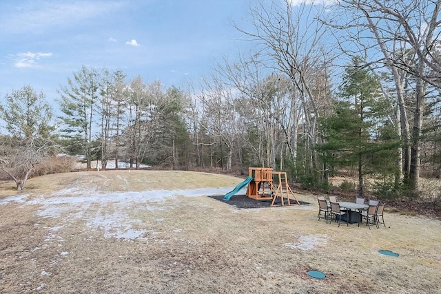 view of yard featuring a playground