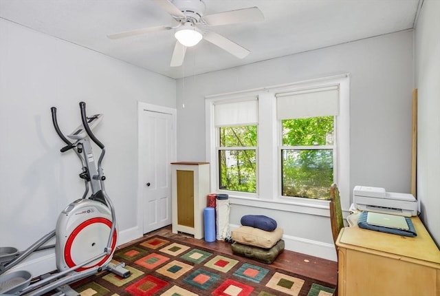 130 N Walker St, Taunton, MA 02780 - workout area featuring ceiling fan and baseboards