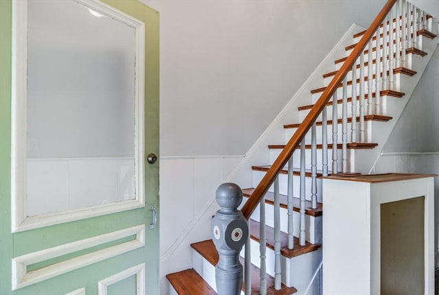 130 N Walker St, Taunton, MA 02780 - stairway featuring a wainscoted wall