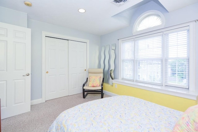 41 Oak St Unit 2, Waltham, MA 02453 - bedroom with carpet, a closet, and recessed lighting