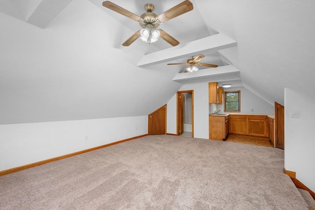 2 Howard St, Braintree, MA 02184 - bonus room featuring light carpet, vaulted ceiling, and ceiling fan