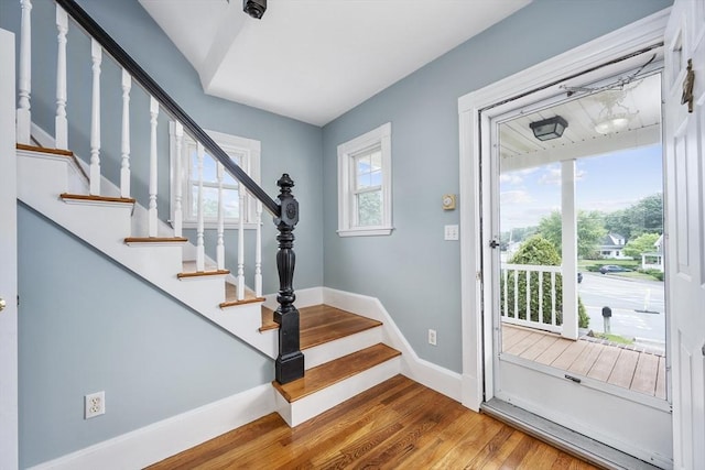 2 Howard St, Braintree, MA 02184 - entryway featuring stairway and wood finished floors