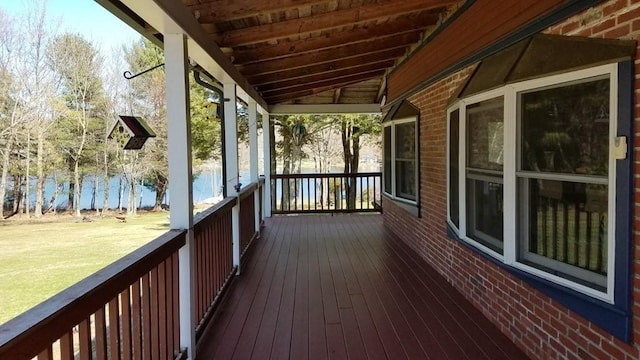 18 W Shore Dr, Goshen, MA 01032 - deck featuring a lawn and a water view
