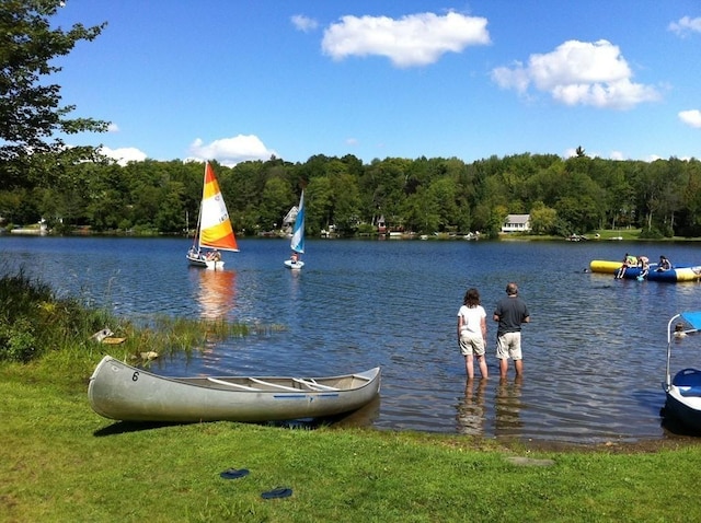 18 W Shore Dr, Goshen, MA 01032 - dock featuring a water view and a forest view