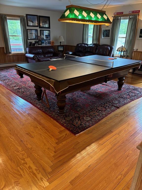 18 W Shore Dr, Goshen, MA 01032 - rec room with billiards table and wood finished floors
