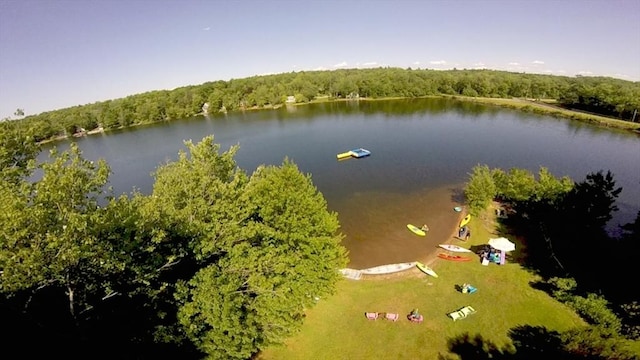 18 W Shore Dr, Goshen, MA 01032 - drone / aerial view of a nearby body of water and a heavily wooded area