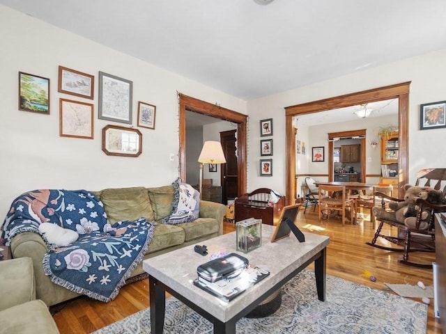 living area featuring wood finished floors