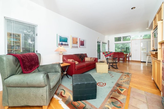 living area featuring light wood-type flooring
