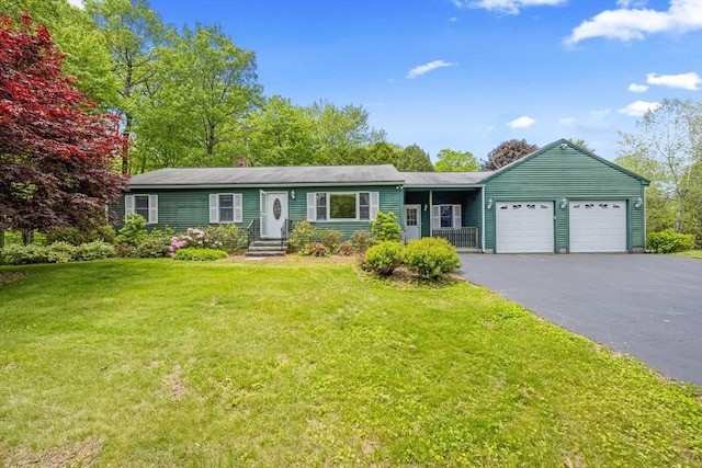 120 Bay Path Rd, East Brookfield, MA 01515 - ranch-style home with an attached garage, driveway, and a front lawn