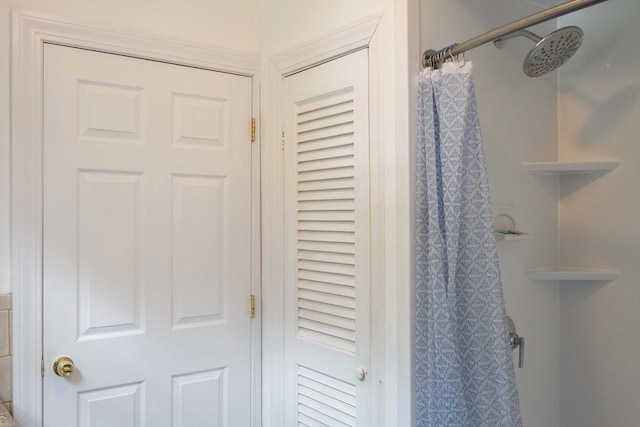 69 Front St, Shirley, MA 01464 - bathroom view of a shower with shower curtain