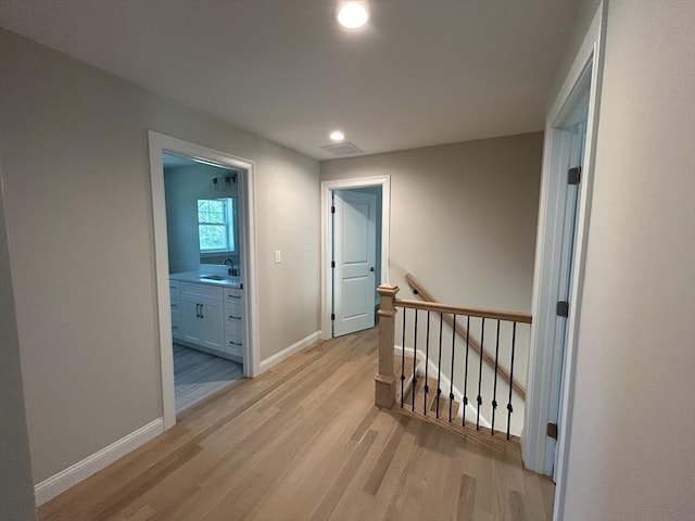6 Knott St, Attleboro, MA 02703 - corridor featuring an upstairs landing, light wood-type flooring, and recessed lighting