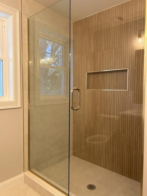 6 Knott St, Attleboro, MA 02703 - bathroom featuring a shower stall and tile patterned floors