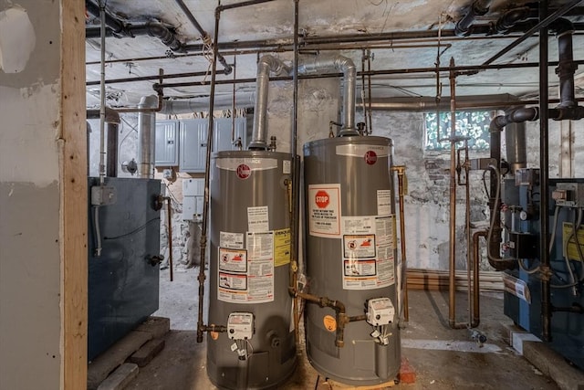 utility room featuring water heater