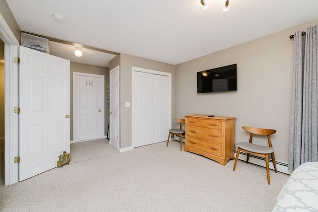85 Evelyns Way, Fall River, MA 02724 - bedroom featuring baseboard heating, carpet, and a closet
