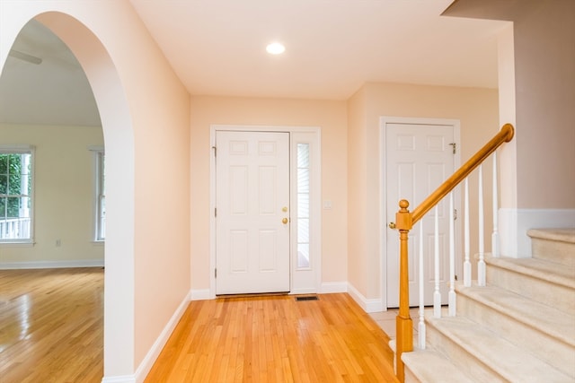 foyer featuring light wood-type flooring