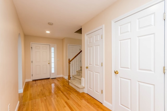 entrance foyer featuring light hardwood / wood-style floors