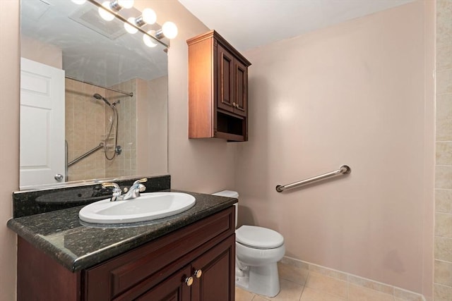 1 Nassau St Unit 2105, Boston, MA 02111 - full bathroom with a tile shower, vanity, visible vents, toilet, and tile patterned floors