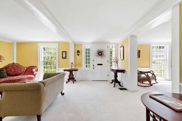 view of carpeted living area