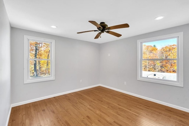 531 Old N Rd, Worthington, MA 01098 - spare room featuring wood finished floors, baseboards, recessed lighting, and ceiling fan
