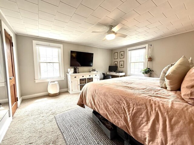 12 Wellington St, Buckland, MA 01370 - bedroom featuring light colored carpet, baseboards, crown molding, and a ceiling fan