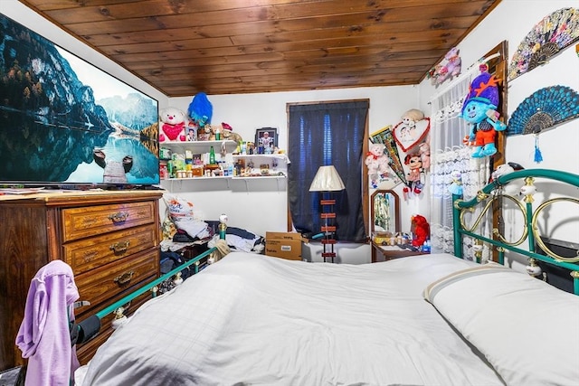bedroom with wooden ceiling