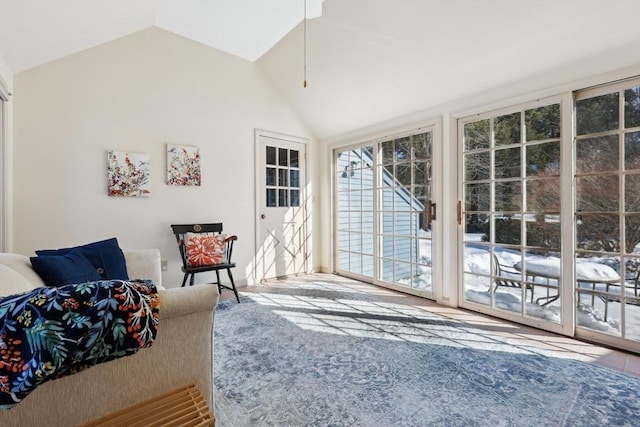 interior space featuring lofted ceiling