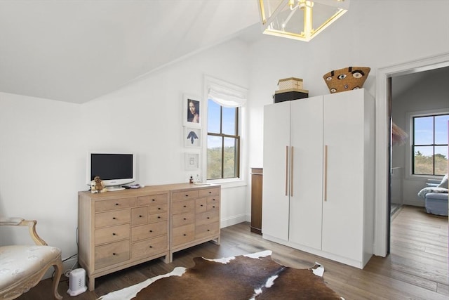 13 Parson Ln, Nantucket, MA 02554 - bedroom featuring vaulted ceiling and light wood-style floors