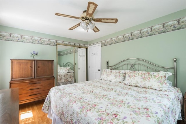 221 Andrew Ln, Hanson, MA 02341 - bedroom with light wood-style flooring and a ceiling fan