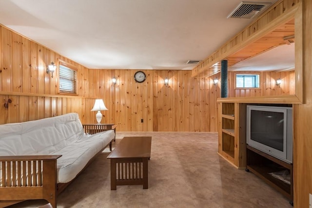221 Andrew Ln, Hanson, MA 02341 - living room featuring wooden walls