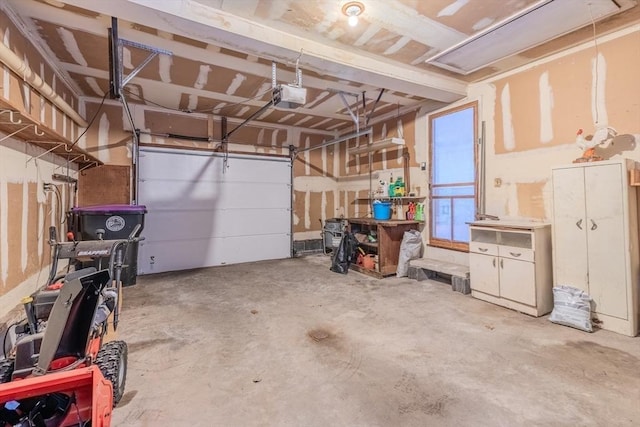 garage with a garage door opener