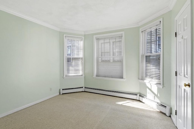 carpeted spare room featuring ornamental molding