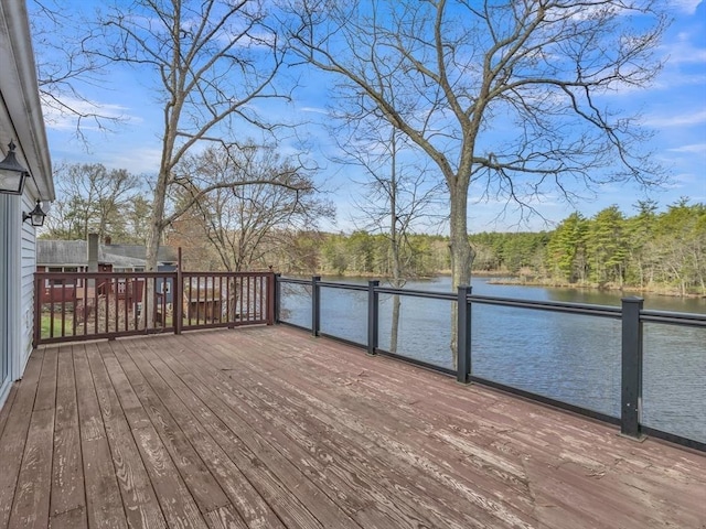 deck with a water view