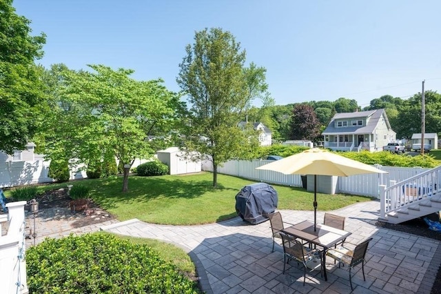 11 Beaver Park, Danvers, MA 01923 - view of patio featuring a storage unit, area for grilling, and outdoor dining space
