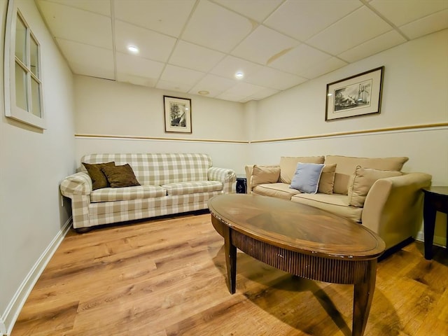 30 Norris Path, Falmouth, MA 02536 - living area featuring a drop ceiling, baseboards, wood finished floors, and recessed lighting
