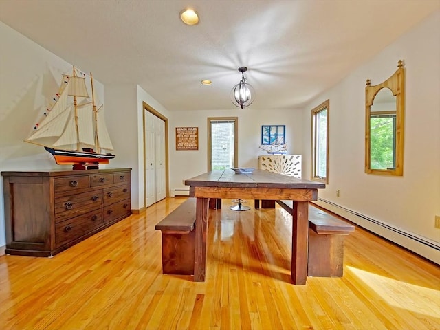 30 Norris Path, Falmouth, MA 02536 - dining room featuring light wood-style floors, healthy amount of natural light, a baseboard radiator, recessed lighting, and a baseboard heating unit