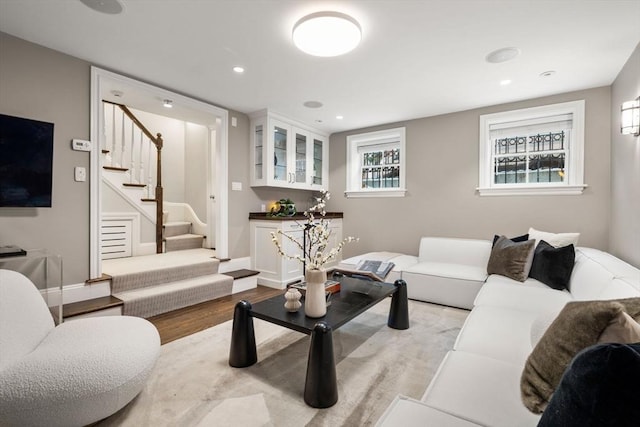 living room featuring light hardwood / wood-style floors