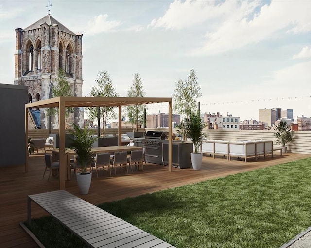 1395 Washington St Unit 205, Boston, MA 02118 - wooden terrace featuring a yard, outdoor dining area, and grilling area