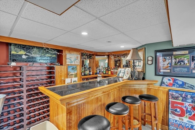 33 Dean St, Norton, MA 02766 - indoor bar featuring a paneled ceiling and recessed lighting